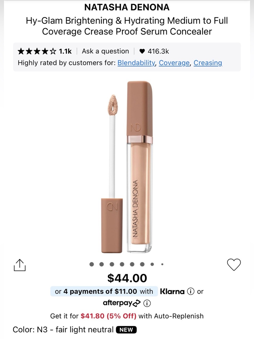 Natasha Denona | Hy-Glam Brightening & Hydrating Crease Proof Serum Concealer